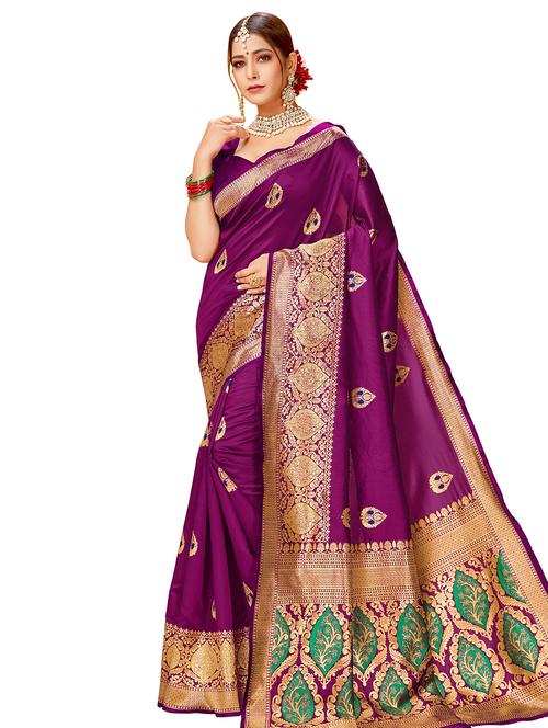 ethnic motif banarasi saree with blouse - 17300032 - Standard Image - 1