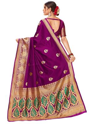 ethnic motif banarasi saree with blouse - 17300032 - Standard Image - 2