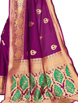 ethnic motif banarasi saree with blouse - 17300032 - Standard Image - 3