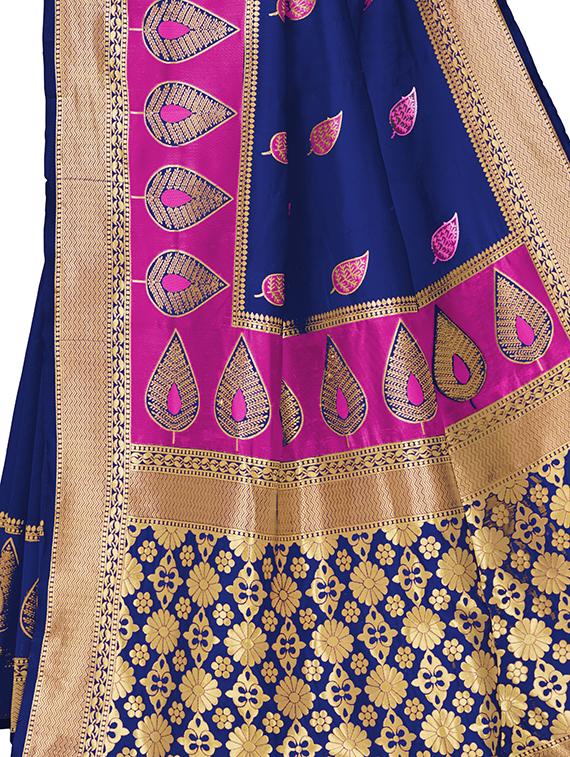 bordered banarasi saree with blouse - 17300039 - Zoom Image - 4