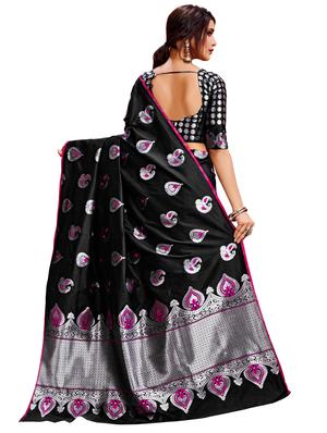 paisley woven saree with blouse - 17300043 - Standard Image - 2