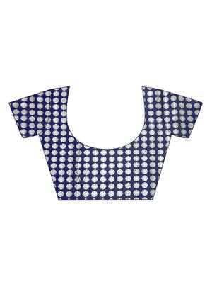 navy blue woven saree with blouse - 17300044 - Standard Image - 4