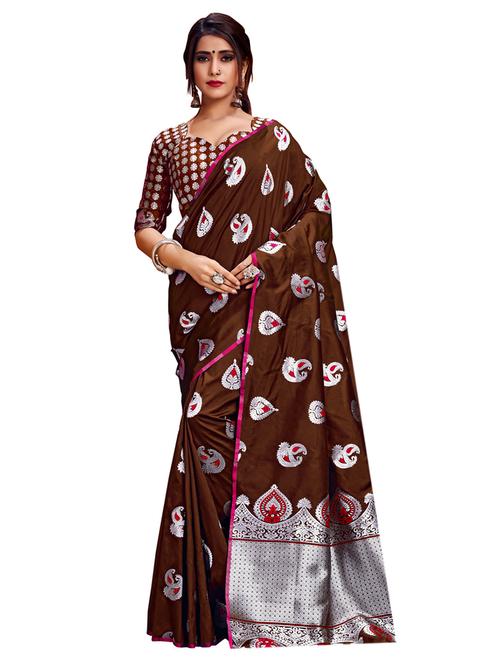 paisley woven saree with blouse - 17300045 - Standard Image - 1
