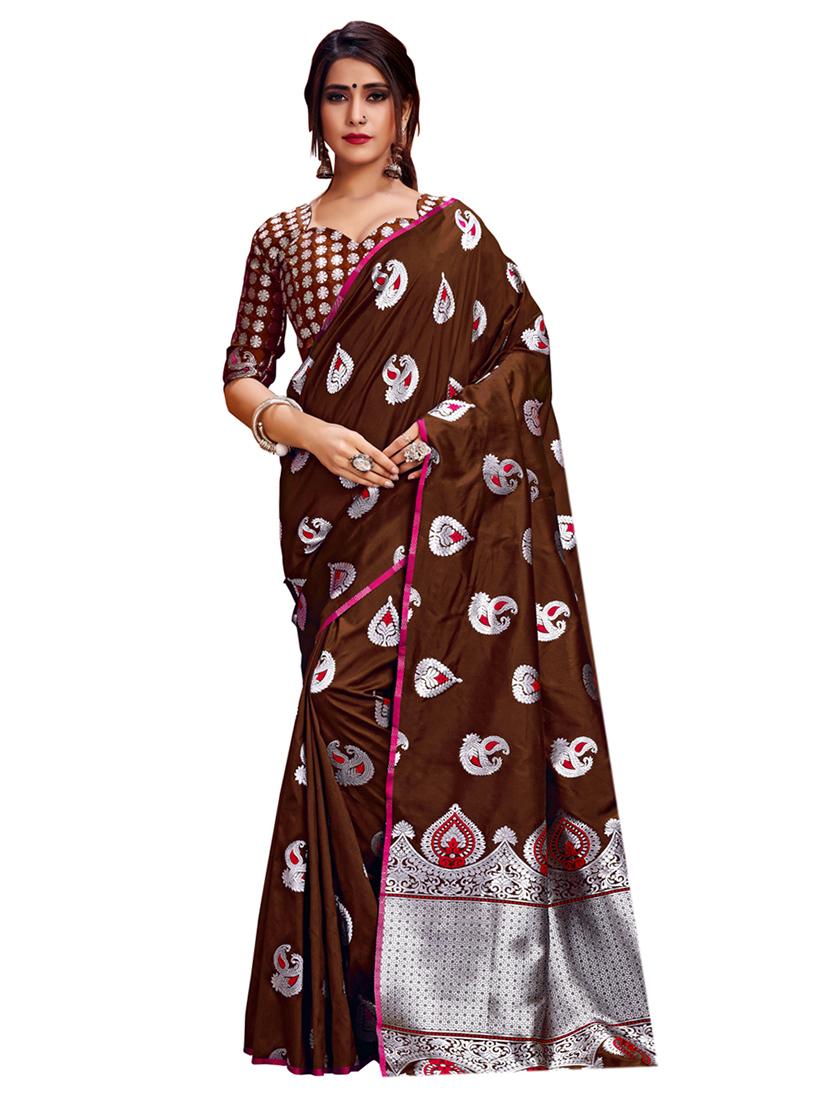 paisley woven saree with blouse - 17300045 - Zoom Image - 1