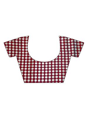maroon woven saree with blouse - 17300046 - Standard Image - 4