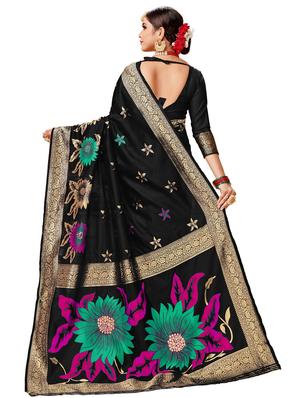 floral woven saree with blouse - 17300048 - Standard Image - 2