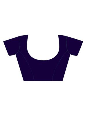 navy blue woven saree with blouse - 17300049 - Standard Image - 3