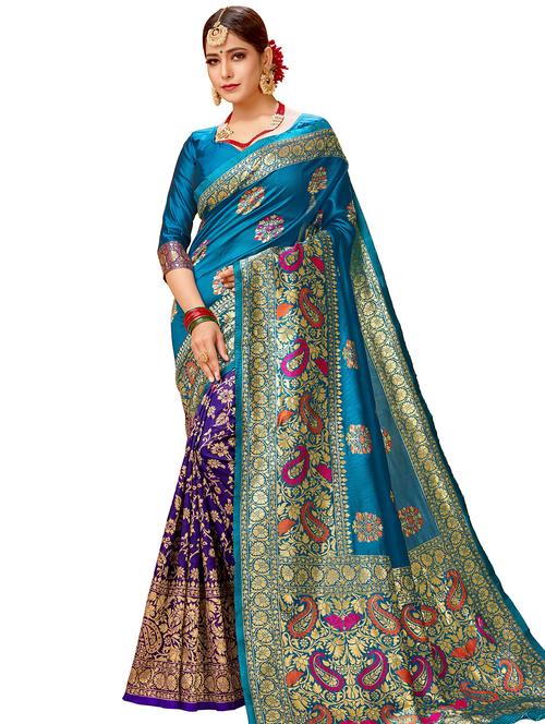 self design woven saree with blouse - 17300060 - Standard Image - 1