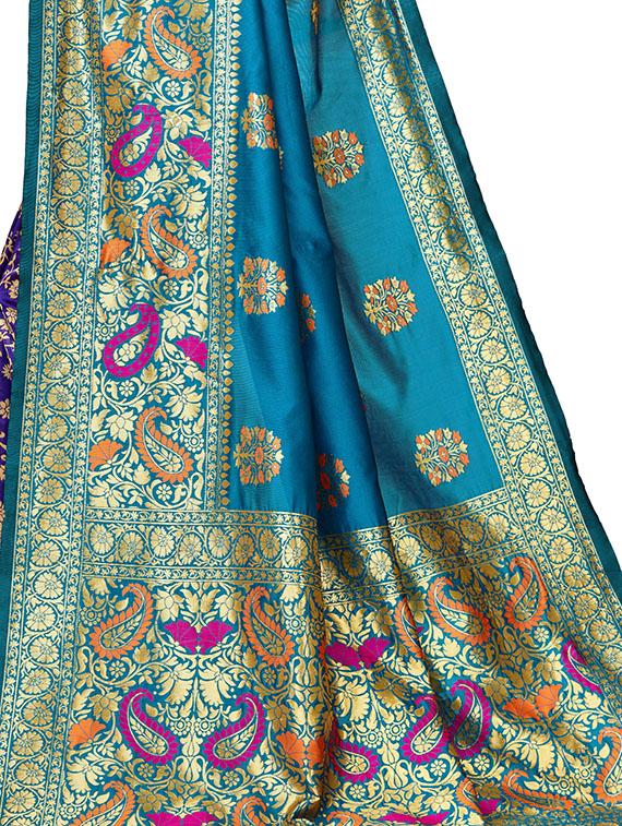 self design woven saree with blouse - 17300060 - Zoom Image - 3