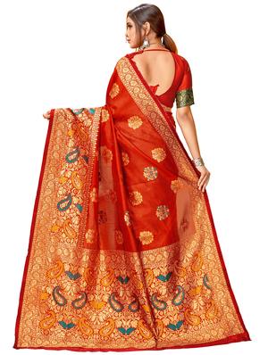 self design half & half saree with blouse - 17300061 - Standard Image - 2