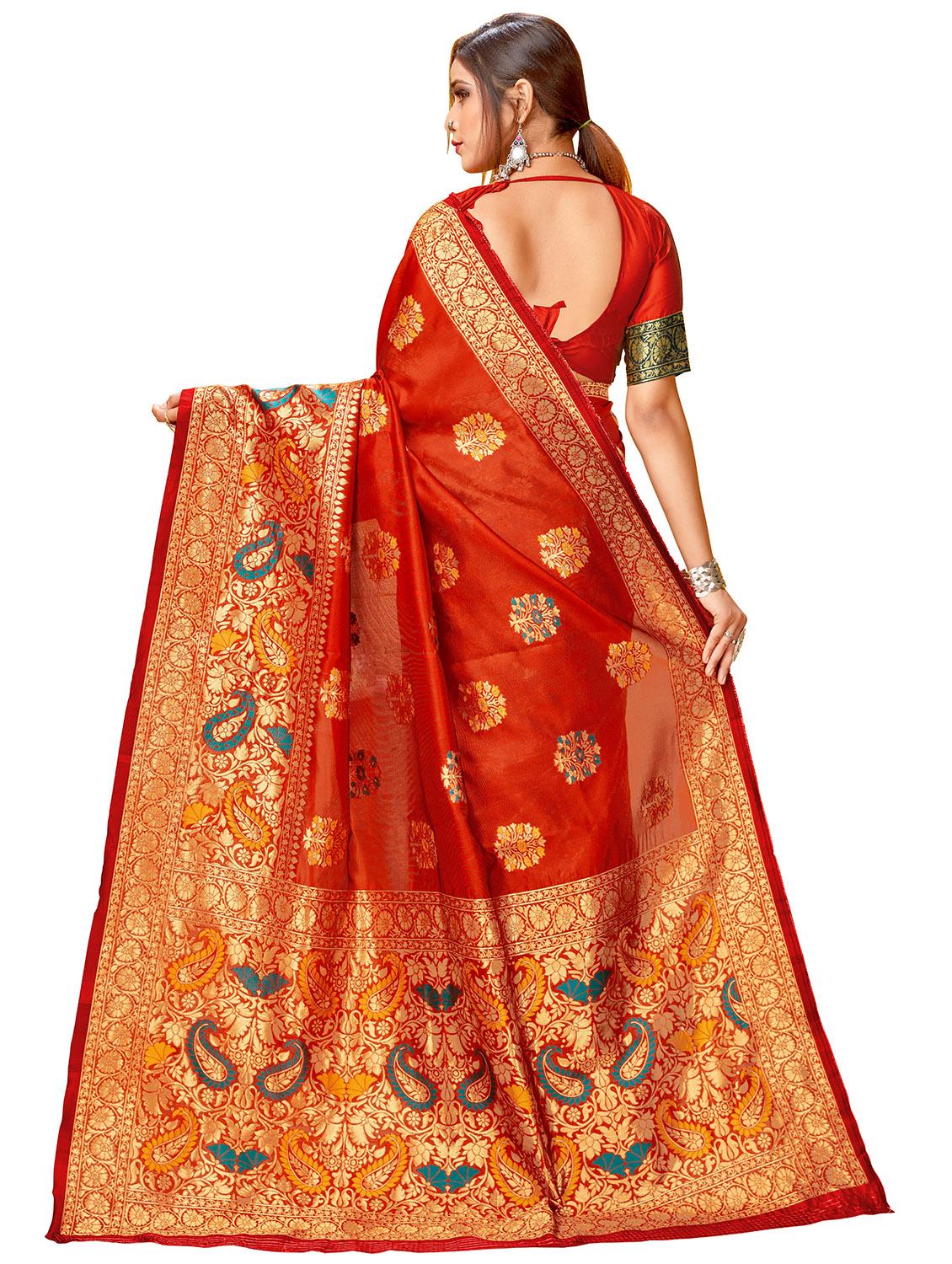 self design half & half saree with blouse - 17300061 - Zoom Image - 2
