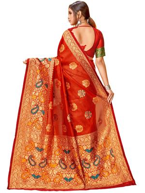 self design half & half saree with blouse - 17300062 - Standard Image - 2