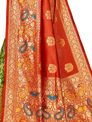 self design half & half saree with blouse - 17300062 - Standard Image - 3