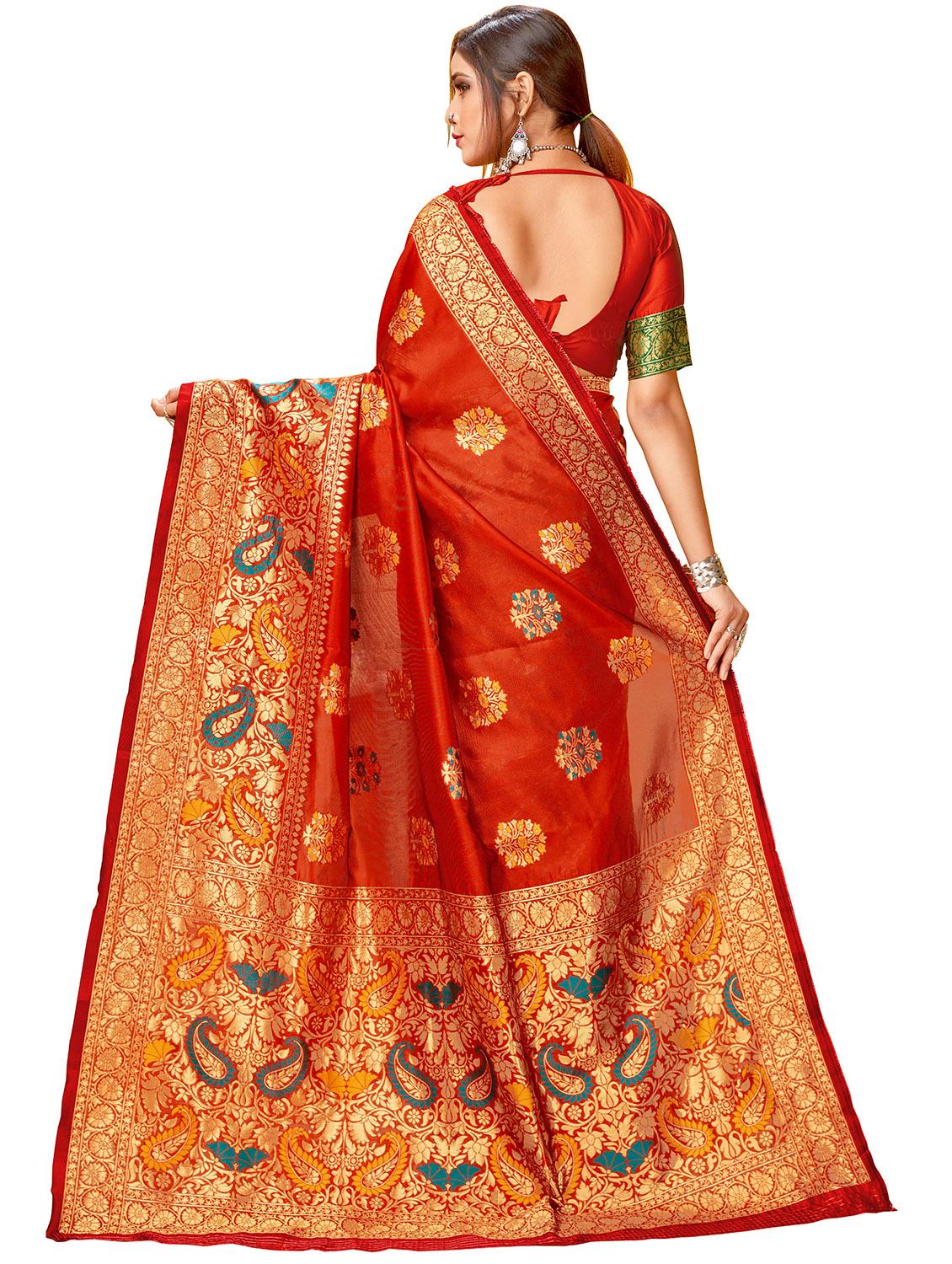 self design half & half saree with blouse - 17300062 - Zoom Image - 2