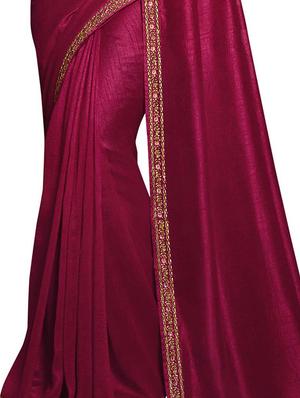 magenta plain saree with blouse - 17300073 - Standard Image - 2