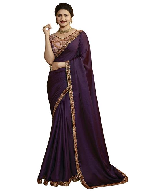 solid plain saree with blouse - 17300074 - Standard Image - 1