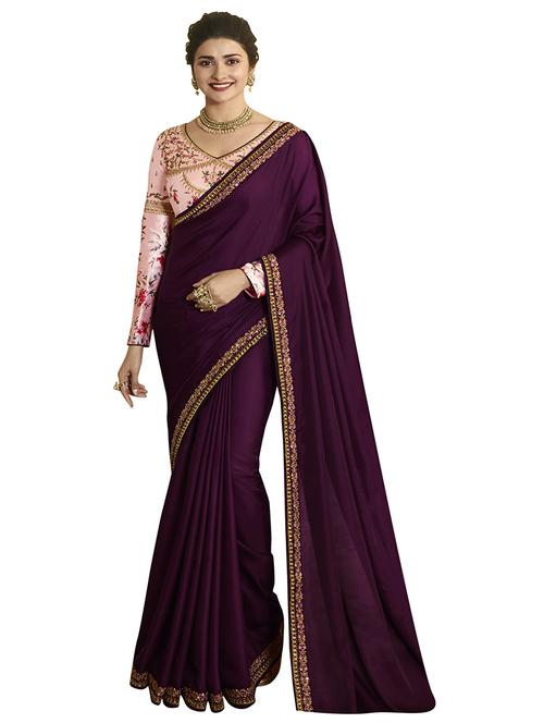 solid plain saree with blouse - 17300075 - Standard Image - 1