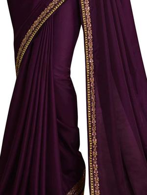 solid plain saree with blouse - 17300075 - Standard Image - 2