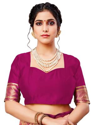 magenta banarasi saree with blouse - 17300080 - Standard Image - 3