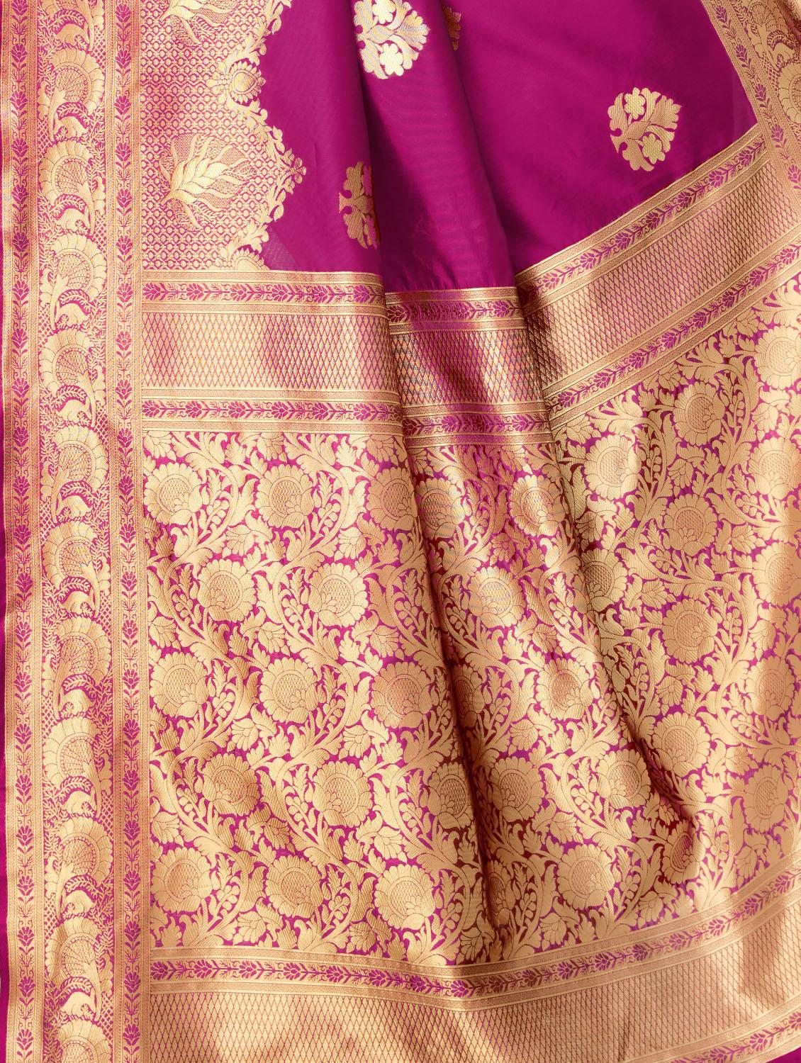 magenta banarasi saree with blouse - 17300080 - Zoom Image - 4