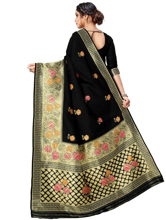 floral banarasi saree with blouse - 17300082 - Zoom Image - 2