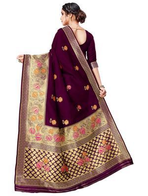 floral motifs banarasi saree with blouse - 17300085 - Standard Image - 2