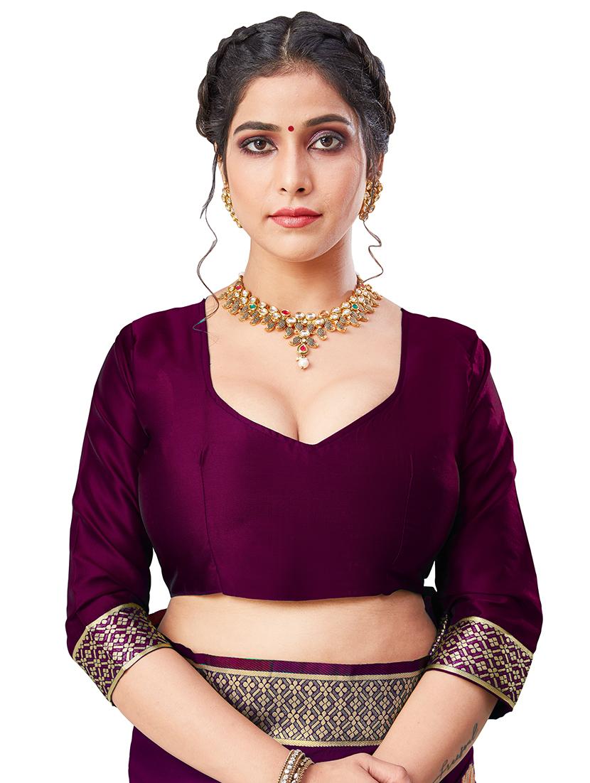 floral motifs banarasi saree with blouse - 17300085 - Zoom Image - 3