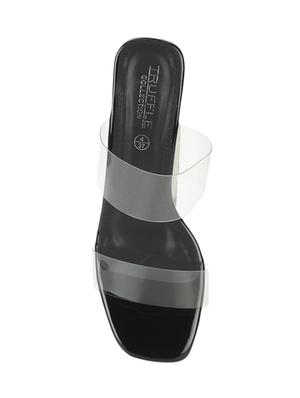 black pu mules sandals - 17300145 - Standard Image - 4