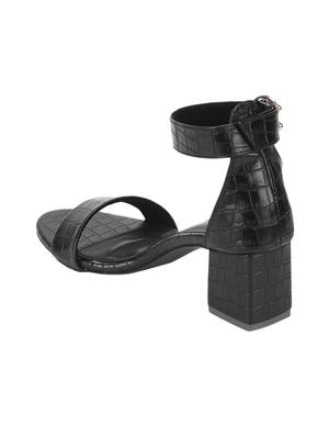 black pu ankle strap sandals - 17300148 - Standard Image - 3