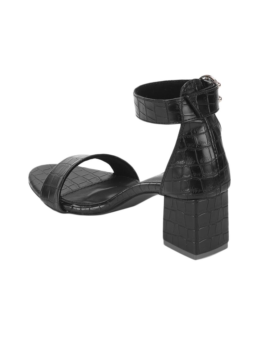 black pu ankle strap sandals - 17300148 - Zoom Image - 3