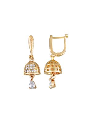 gold brass jhumka earring - 17300227 - Standard Image - 2