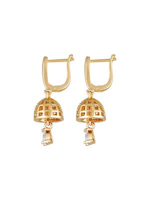 gold brass jhumka earring - 17300227 - Standard Image - 3