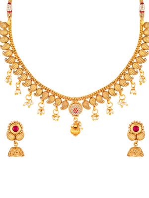 gold metal necklaces and earring - 17300295 - Standard Image - 3
