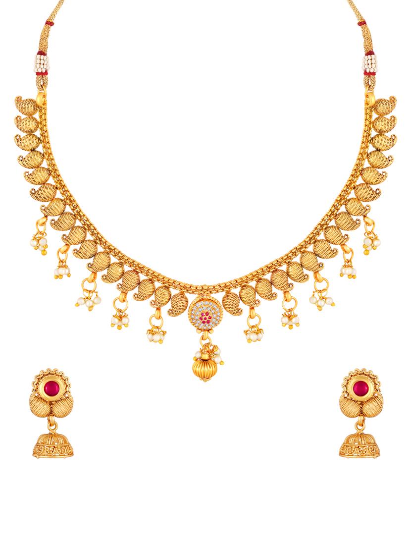 gold metal necklaces and earring - 17300295 - Zoom Image - 1