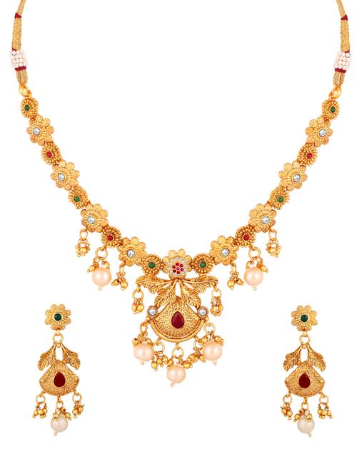 multi colored metal necklaces and earring - 17300297 - Standard Image - 1