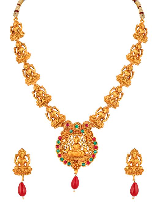 multi colored brass necklaces and earring - 17300303 - Standard Image - 1