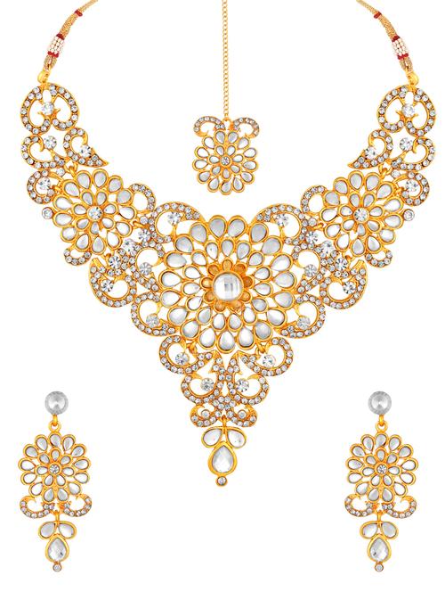 gold brass necklaces and earring - 17300312 - Standard Image - 1