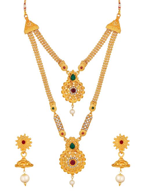multi colored brass necklaces and earring - 17300314 - Standard Image - 1