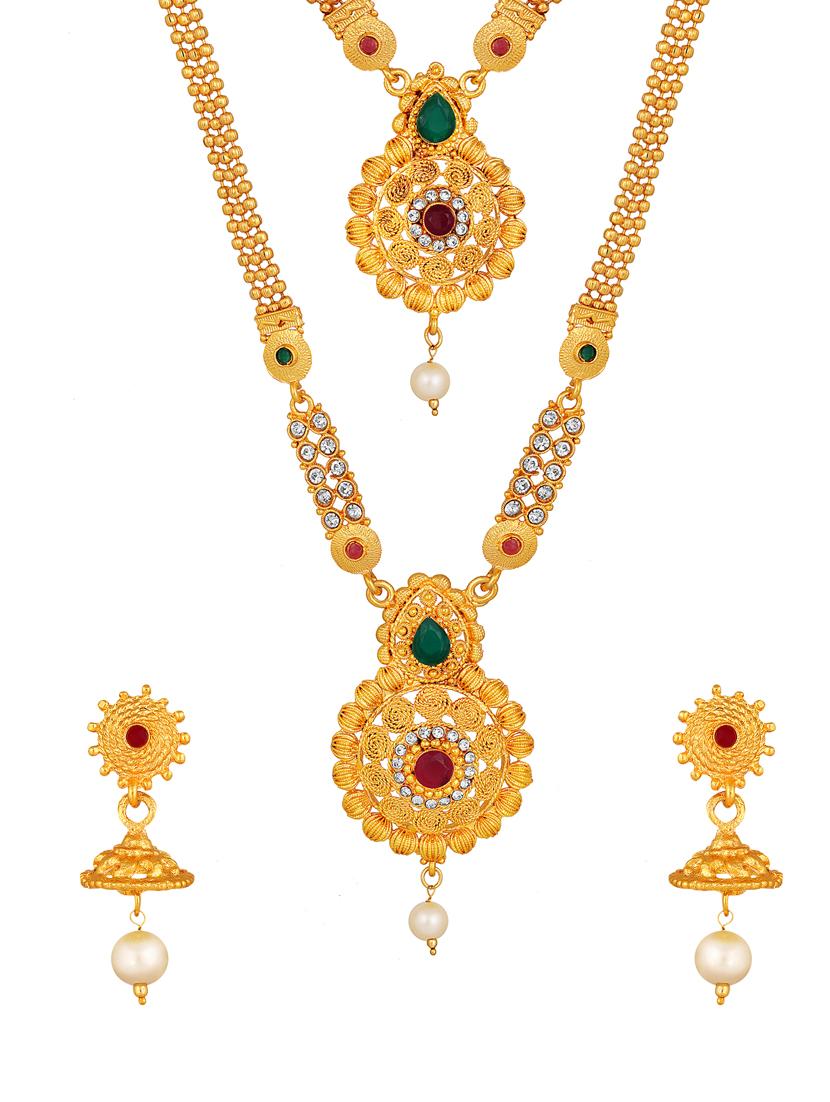 multi colored brass necklaces and earring - 17300314 - Zoom Image - 3