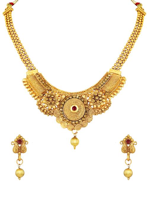 gold brass necklaces and earring - 17300345 - Standard Image - 1