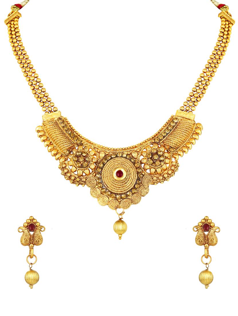 gold brass necklaces and earring - 17300345 - Zoom Image - 1