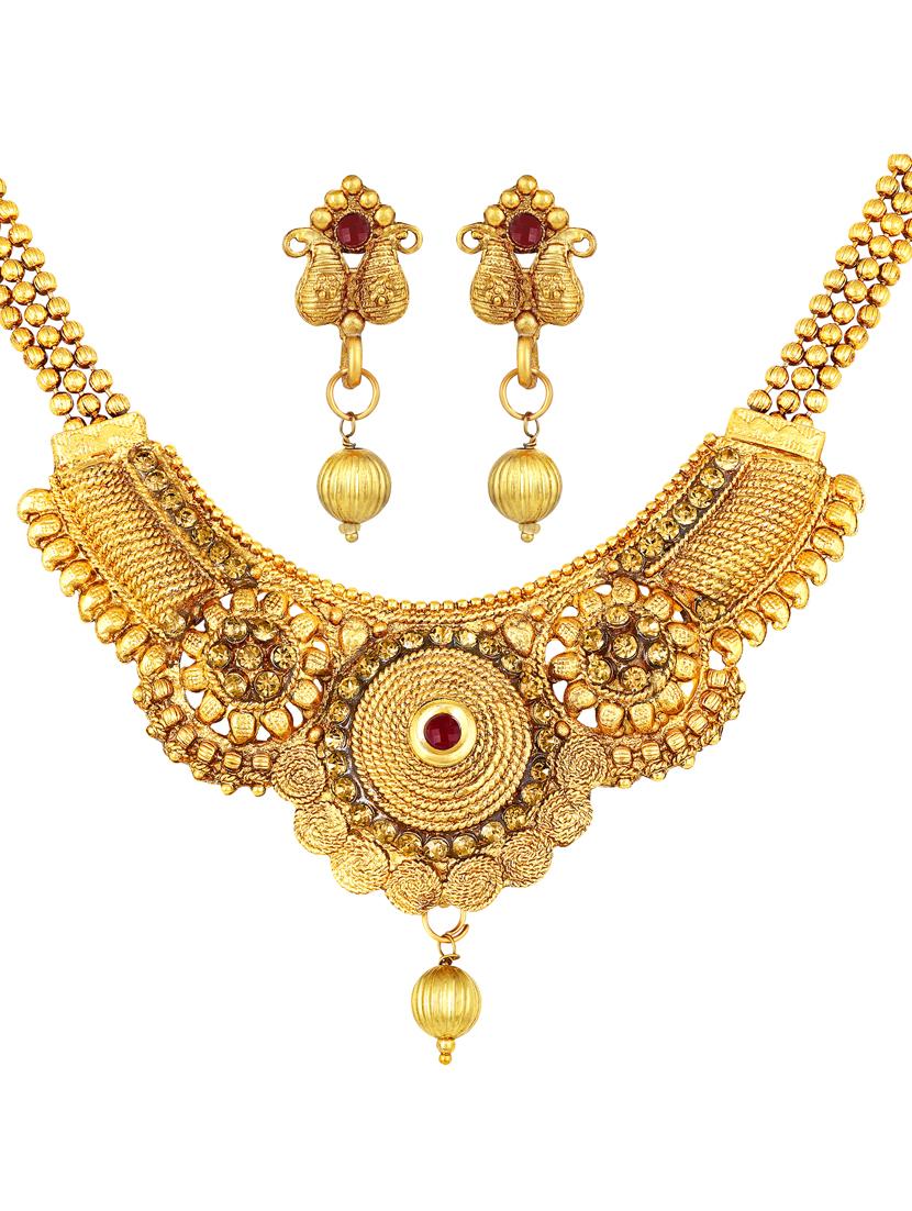 gold brass necklaces and earring - 17300345 - Zoom Image - 3