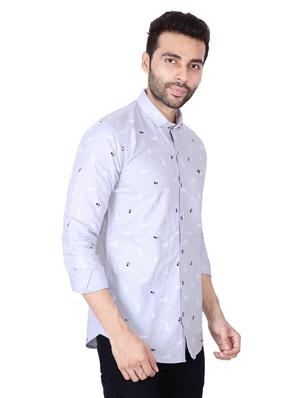 grey printed casual shirt - 17300424 - Standard Image - 2