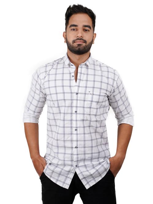 white checkered casual shirt - 17300428 - Standard Image - 1