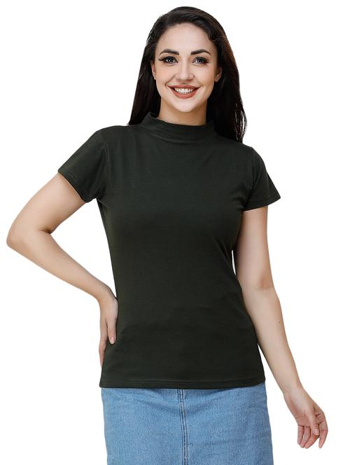 mock neck solid tee - 17300509 - Standard Image - 1