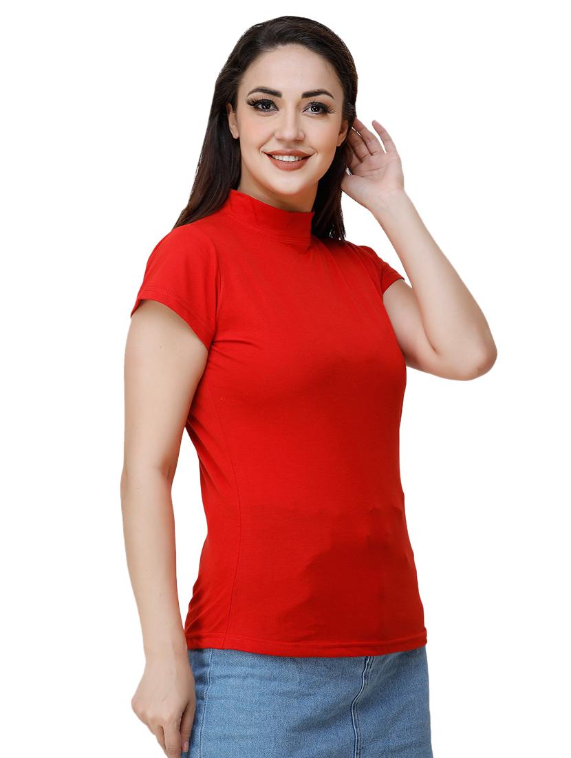mock neck solid tee - 17300511 - Zoom Image - 2