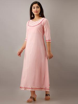 gota work a-line kurta - 17300515 - Standard Image - 2
