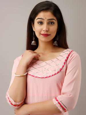 gota work a-line kurta - 17300515 - Standard Image - 4