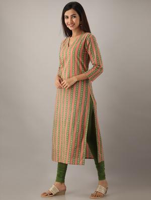 striped straight kurta - 17300516 - Standard Image - 2