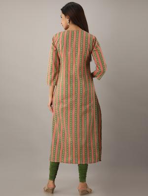 striped straight kurta - 17300516 - Standard Image - 3